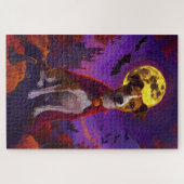 ハロウィーンジャックラッセルバンパイアパンプキンズ怖 ジグソーパズル (横)