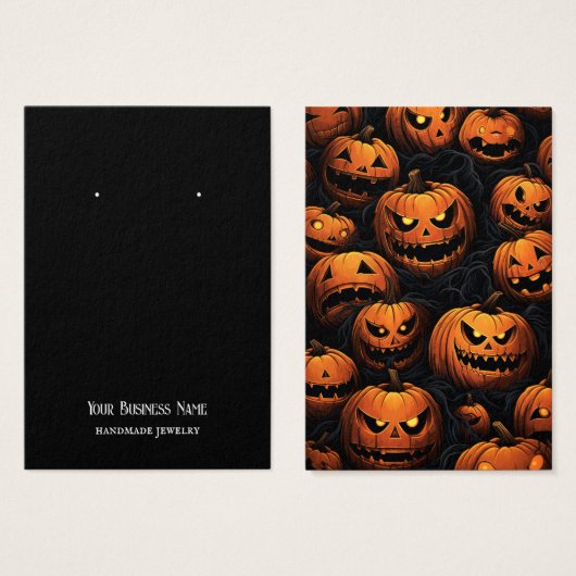 ハロウィーンジャックランタンイヤリング表示カード (正面&裏面)