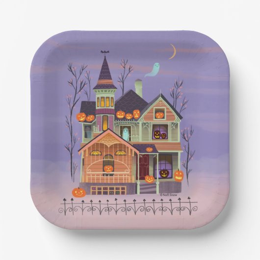 ハロウィーンジャック – o' – ランタンハウス ペーパープレート (正面)