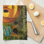 ハロウィーンジャック – o – ランタンハーベストナイトby子供 キッチンタオル (四つ折り)