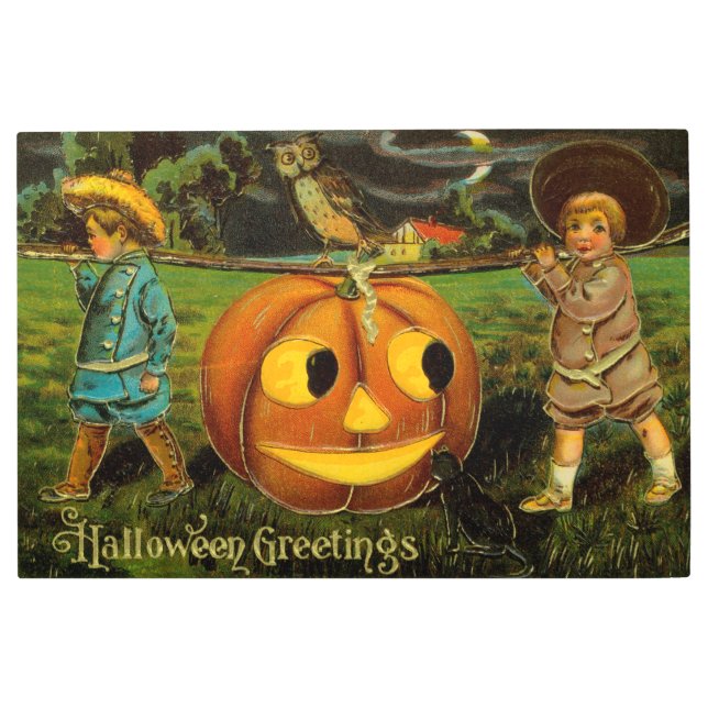 ハロウィーンジャック – o – ランタンハーベストナイトby子供 メタルプリント (正面)