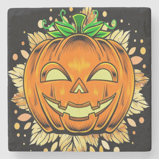 ハロウィーンジャッコランタンパンプキ不気味ン ストーンコースター (正面)
