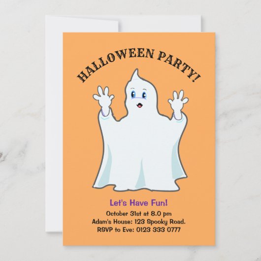 ハロウィーンジンジャー幽霊招待状 招待状 (正面)