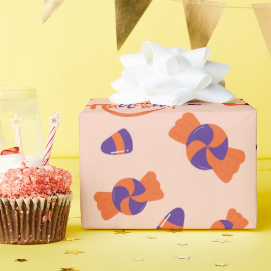 ハロウィーンスイーツアンドトリートシームレスデザイン ラッピングペーパー (誕生日パーティー)