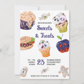 ハロウィーンスイーツ&トリートレボルティングパーティー食品 招待状 (正面)