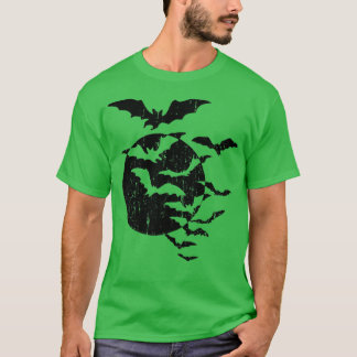 ハロウィーンスウォームのこうもりフルムーン不気味ヴィンテージA Tシャツ
