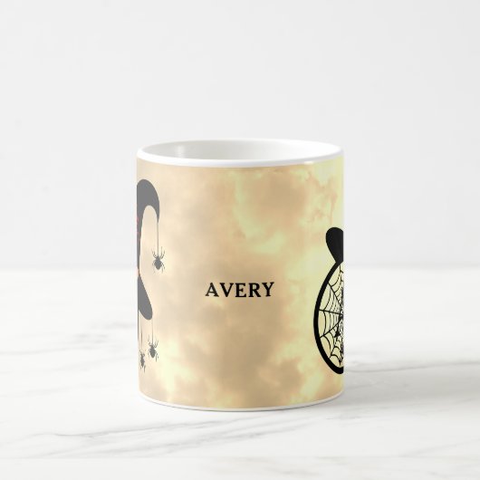 ハロウィーンスカイウィッチスパイダーズ名モノグラム コーヒーマグカップ (中央)