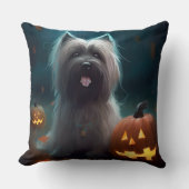 ハロウィーンスカイテリアとカボチャ怖い クッション (正面)