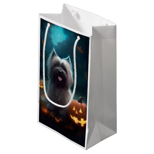 ハロウィーンスカイテリアとカボチャ怖い スモールペーパーバッグ (正面アングル)