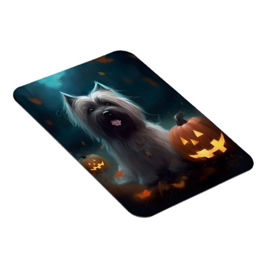 ハロウィーンスカイテリアとカボチャ怖い マグネット (右側)