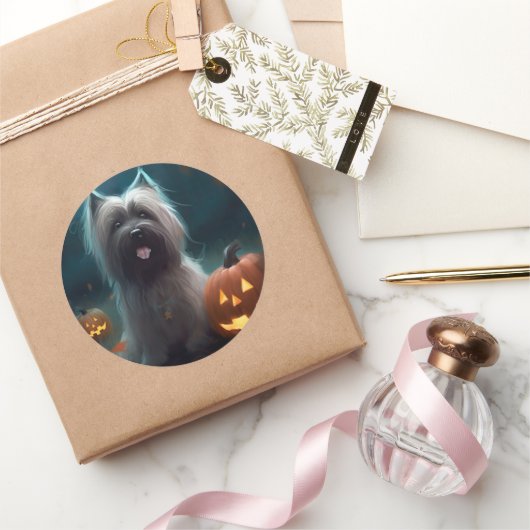 ハロウィーンスカイテリアとカボチャ怖い ラウンドシール (ギフト)