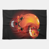 ハロウィーンスカルとカボチャ キッチンタオル (横)