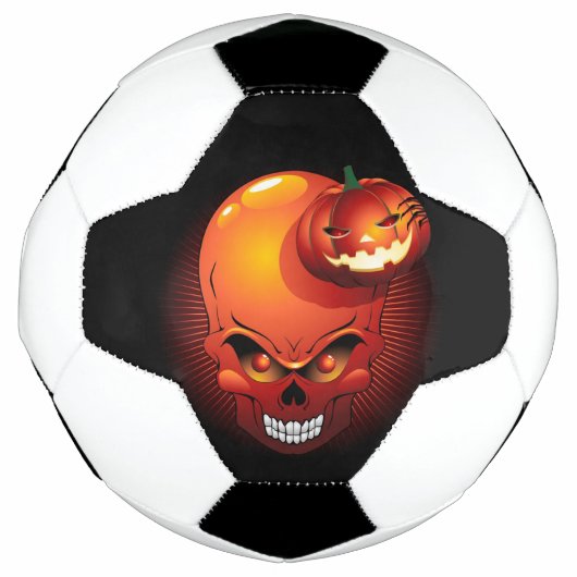 ハロウィーンスカルとカボチャ サッカーボール (正面)