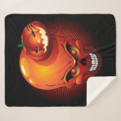 ハロウィーンスカルとカボチャ シェルパブランケット (正面(横))