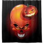 ハロウィーンスカルとカボチャ シャワーカーテン (正面)