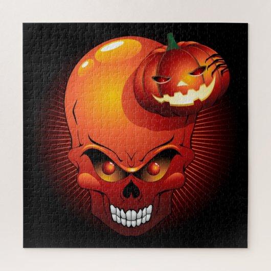ハロウィーンスカルとカボチャ ジグソーパズル (縦)