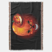ハロウィーンスカルとカボチャ スローブランケット (正面縦)
