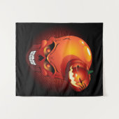 ハロウィーンスカルとカボチャ タペストリー (正面(横))