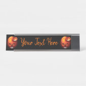 ハロウィーンスカルとカボチャ デスクネームプレート (正面)