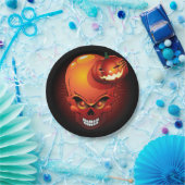 ハロウィーンスカルとカボチャ ペーパープレート (パーティー)