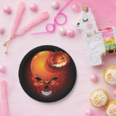 ハロウィーンスカルとカボチャ ペーパープレート (パーティー)