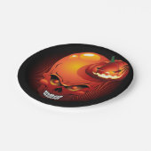 ハロウィーンスカルとカボチャ ペーパープレート (アングル)