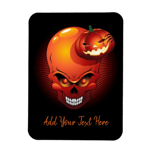 ハロウィーンスカルとカボチャ マグネット (縦)