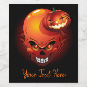 ハロウィーンスカルとカボチャ ワインラベル (シングルラベル)