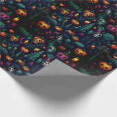 ハロウィーンスカルとガーデンリピートのシームレスパターン ラッピングペーパー (角)