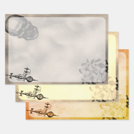 ハロウィーンスカルとスパイダーウェブ怖いエフェメラ ラッピングペーパーシート