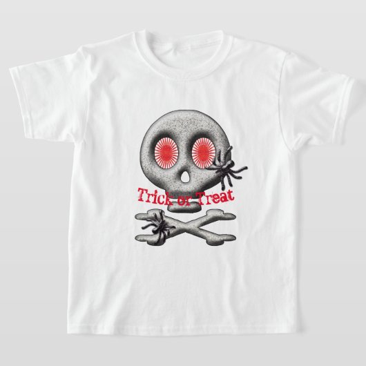 ハロウィーンスカルとスパイダー Tシャツ (レイダウン)