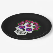 ハロウィーンスカルとバラ ペーパープレート (アングル)