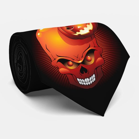 ハロウィーンスカルとパンプキンタイ ネクタイ (ロール)
