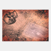 ハロウィーンスカルとムーンパターンスタンプEphemera ラッピングペーパーシート (正面3)