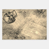 ハロウィーンスカルとムーンパターンスタンプEphemera ラッピングペーパーシート (正面2)