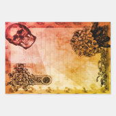 ハロウィーンスカルと黒あじさい花 ラッピングペーパーシート (正面3)