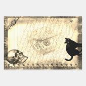 ハロウィーンスカルと黒猫スクリプトEphemera ラッピングペーパーシート (正面2)