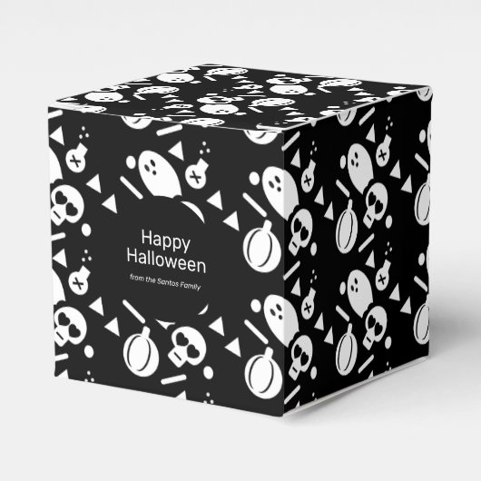 ハロウィーンスカルの柄のトリックまたはお菓子を扱う フェイバーボックス (正面サイド)