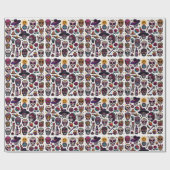 ハロウィーンスカルアイコン打ちアートラッピング紙 ラッピングペーパー (フラット)