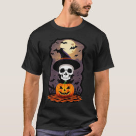 ハロウィーンスカルオランカボチャ基本ダークTシャツ Tシャツ