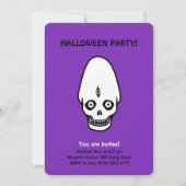 ハロウィーンスカルオンの黒とpurpIe招待 招待状 (正面)
