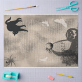 ハロウィーンスカルオントンムストーンと黒猫 薄葉紙 (クラフト)