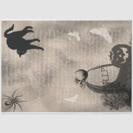 ハロウィーンスカルオントンムストーンと黒猫 薄葉紙