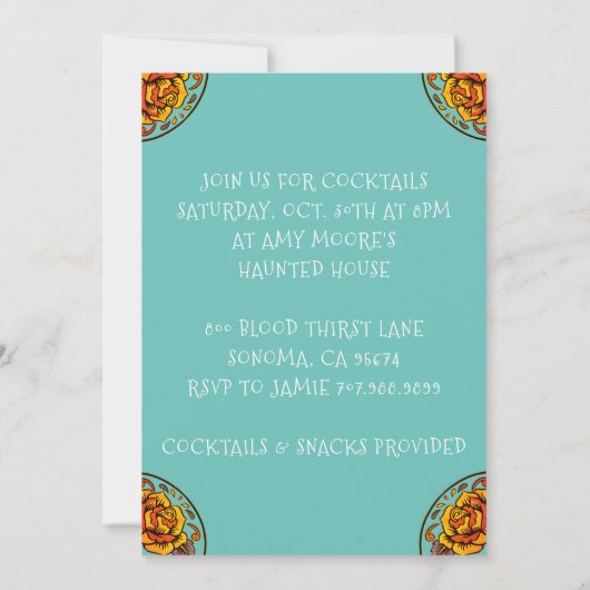 ハロウィーンスカルカクテルパーティの招待状 招待状 (裏面)