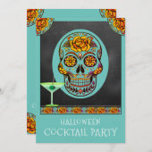 ハロウィーンスカルカクテルパーティの招待状 招待状 (正面/裏面)
