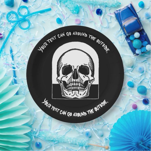 ハロウィーンスカルカスタマイズ ペーパープレート (パーティー)