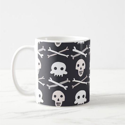 ハロウィーンスカルカラフルパターン コーヒーマグカップ (左)