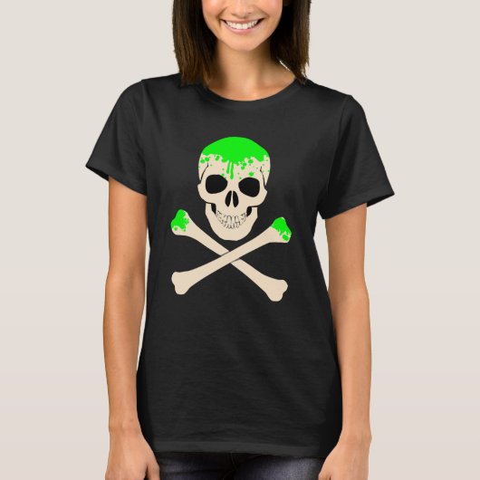 ハロウィーンスカルクロスボーン粘液骨格 Tシャツ (正面)