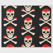 ハロウィーンスカルクロスボーン血骨格 ラッピングペーパー (フラット)