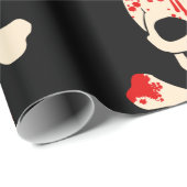 ハロウィーンスカルクロスボーン血骨格 ラッピングペーパー (ロールコーナー)